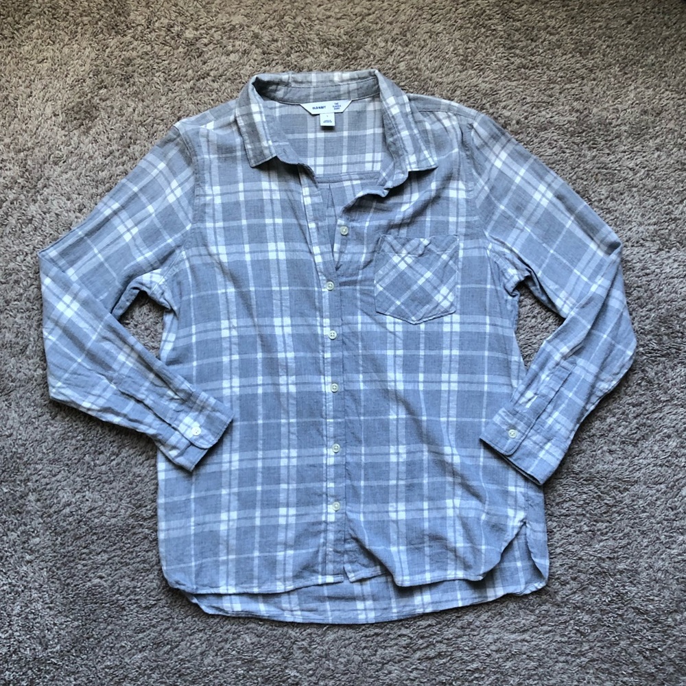Old Navy, L, grey & white plaid